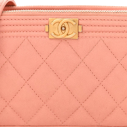 Chanel Caviar Quilted Small Boy Clutch With Chain Light Pink 9 of 14