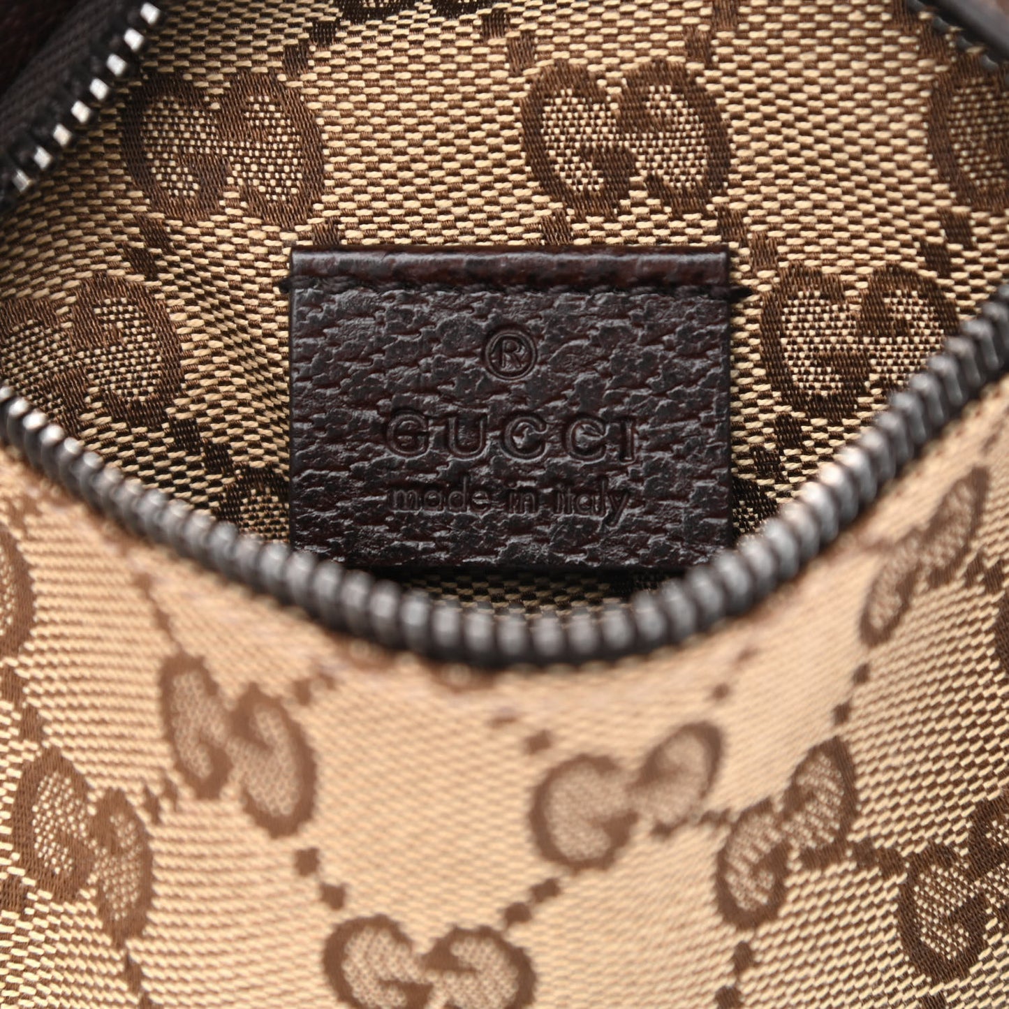 GG Monogram Double Pocket Belt Bag Dark Brown