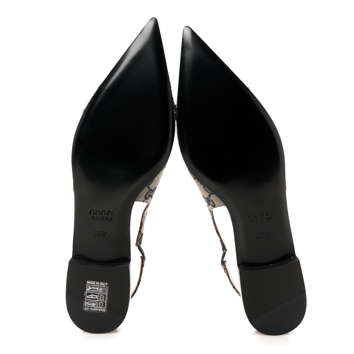 Gucci Monogram Horsebit Womens Slingback Ballet Flat 36.5 Beige Blue 12 of 20