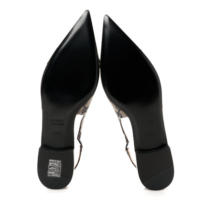 Gucci Monogram Horsebit Womens Slingback Ballet Flat 36.5 Beige Blue 12 of 20