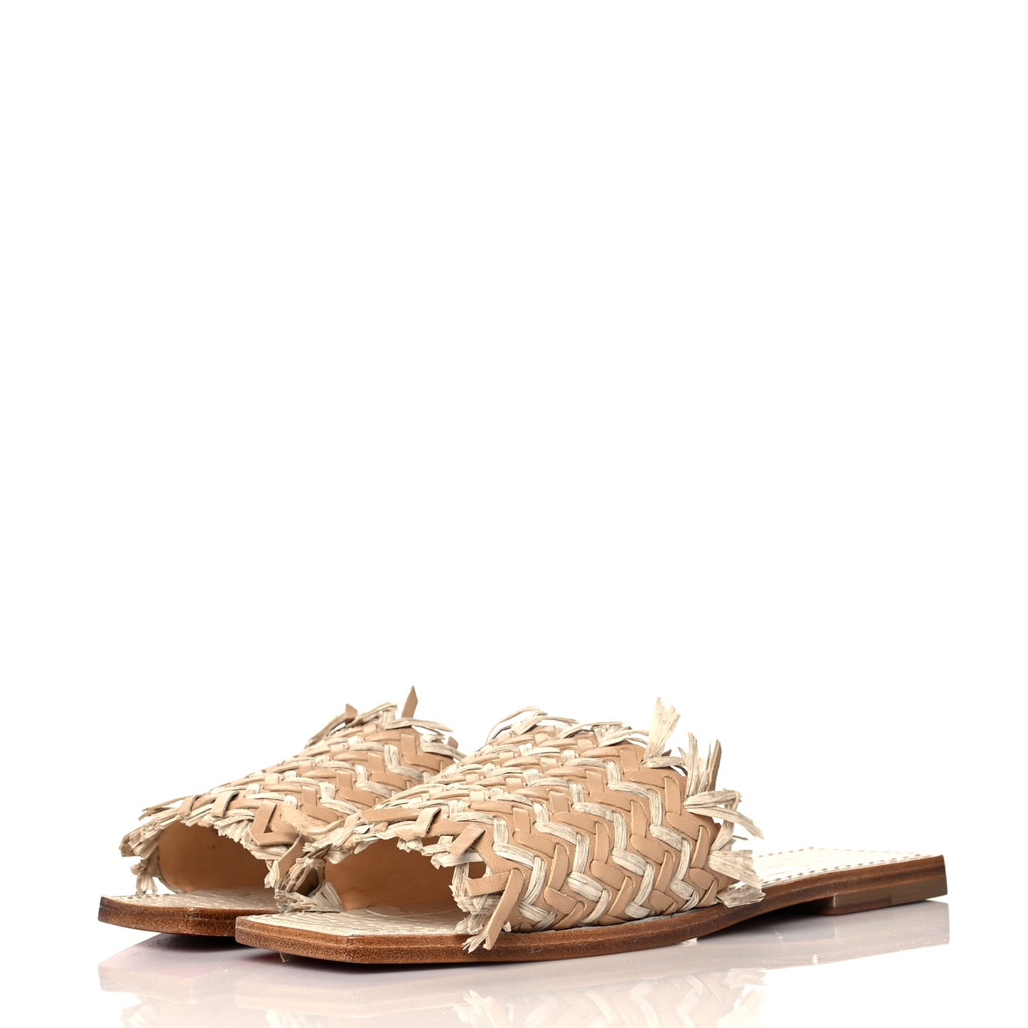 Raffia Soudana Sandal Flats 36 Beige