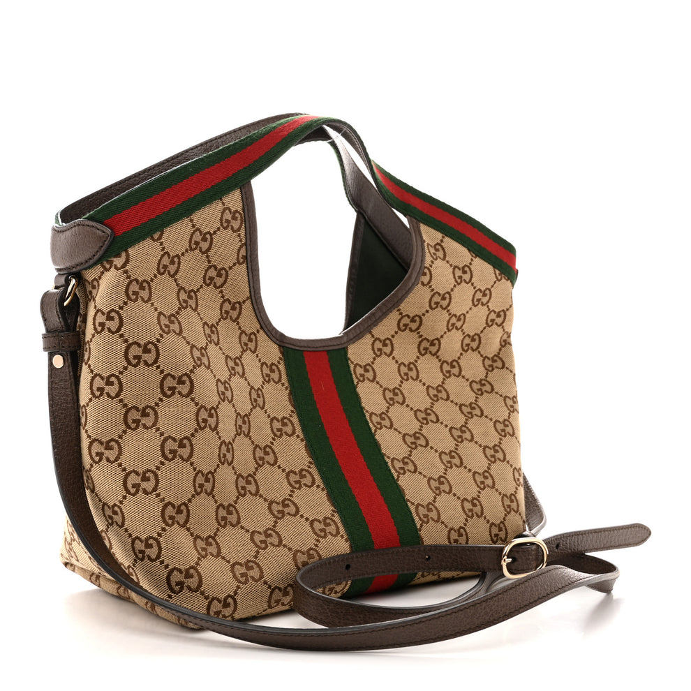Gucci Monogram Web Small Giglio Tote Bag Beige Dark Brown 1876241 ...