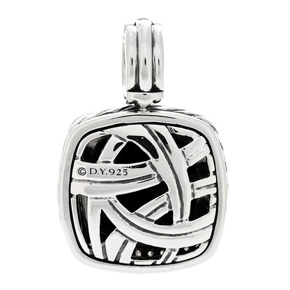 David Yurman Sterling Silver Black Onyx Diamond 14mm Albion Enhancer Pendant 3 of 4