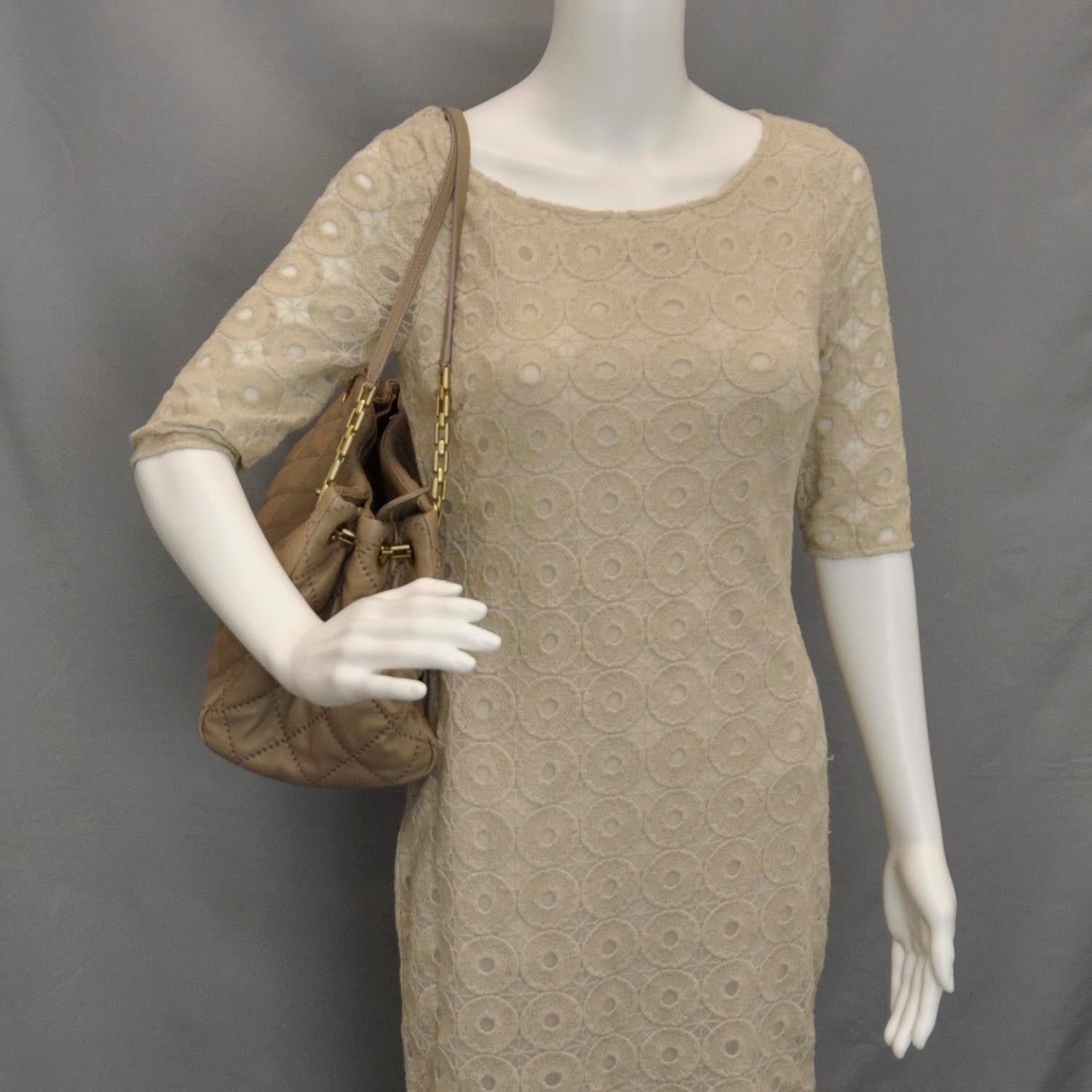 Chanel Calfskin Quilted Large Retro Chain Tote Beige 2 of 9
