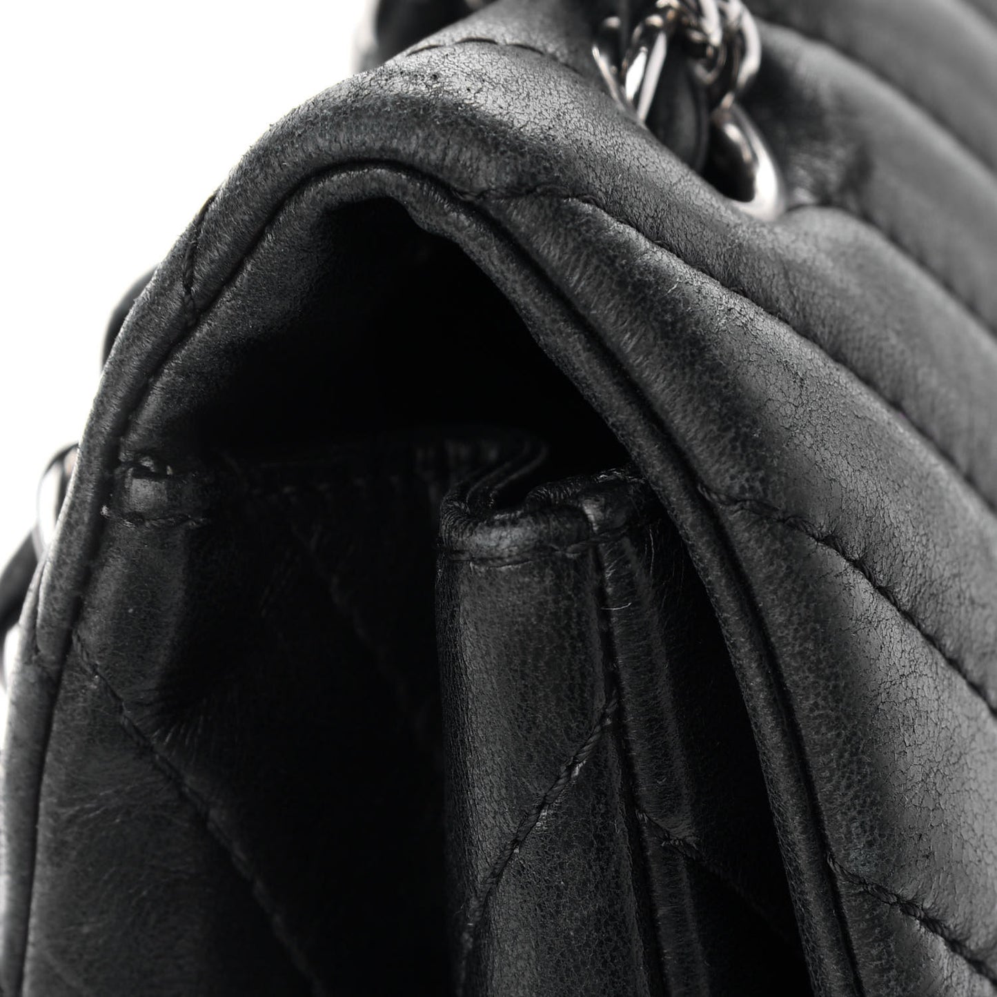 Lambskin Chevron Quilted Maxi Single Flap Black