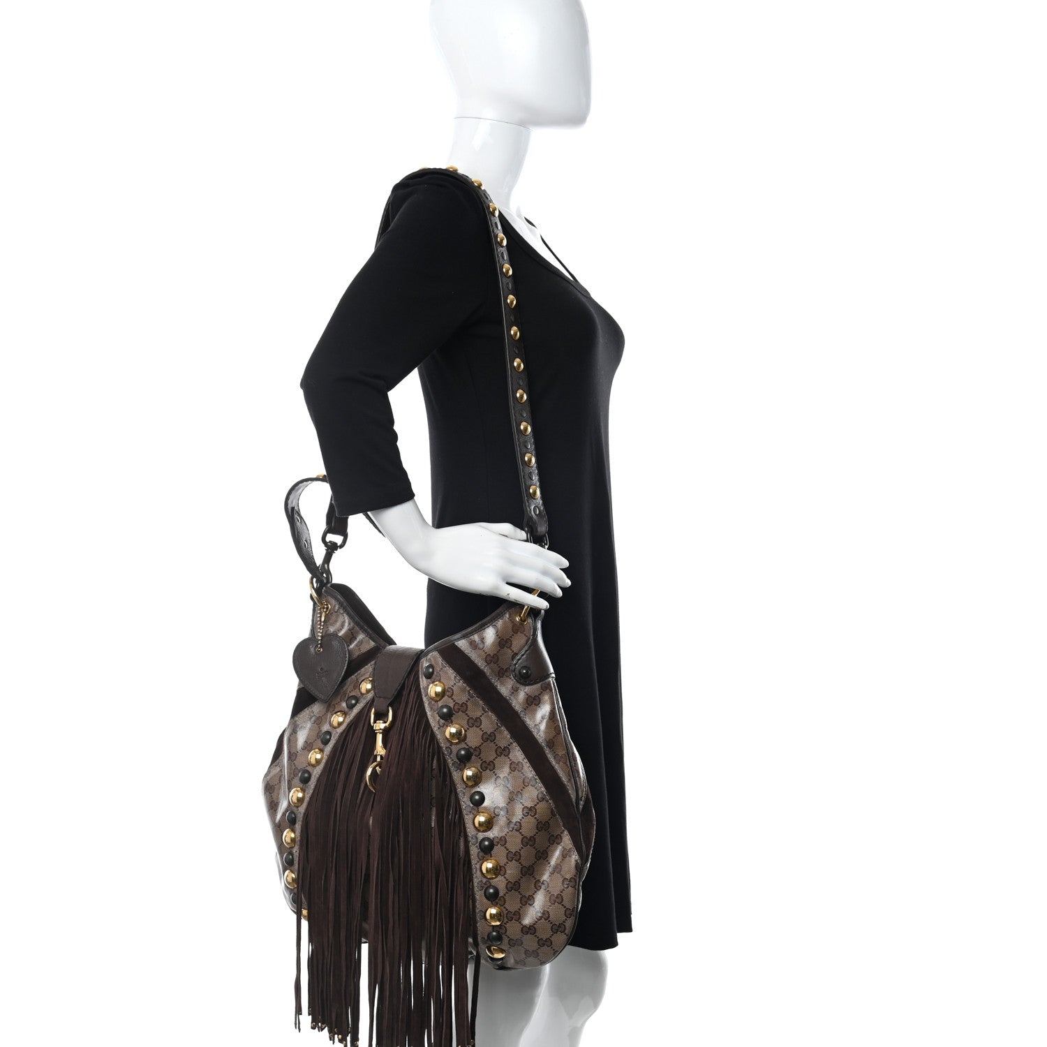 Gucci Crystal Monogram Fringe Babouska Hobo 2 of 12
