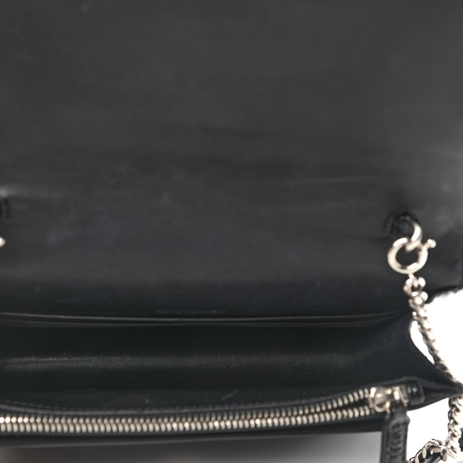Saint Laurent Calfskin Lizard Embossed Monogram Sunset Chain Wallet Black 5 of 13