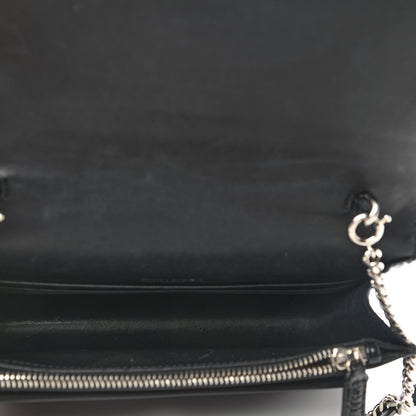 Saint Laurent Calfskin Lizard Embossed Monogram Sunset Chain Wallet Black 5 of 13