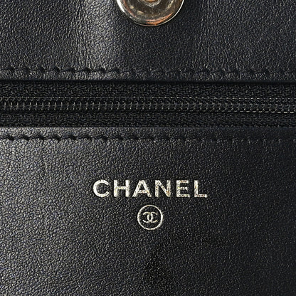 Chanel Caviar Camellia Embossed Wallet On Chain WOC Black 6 of 11