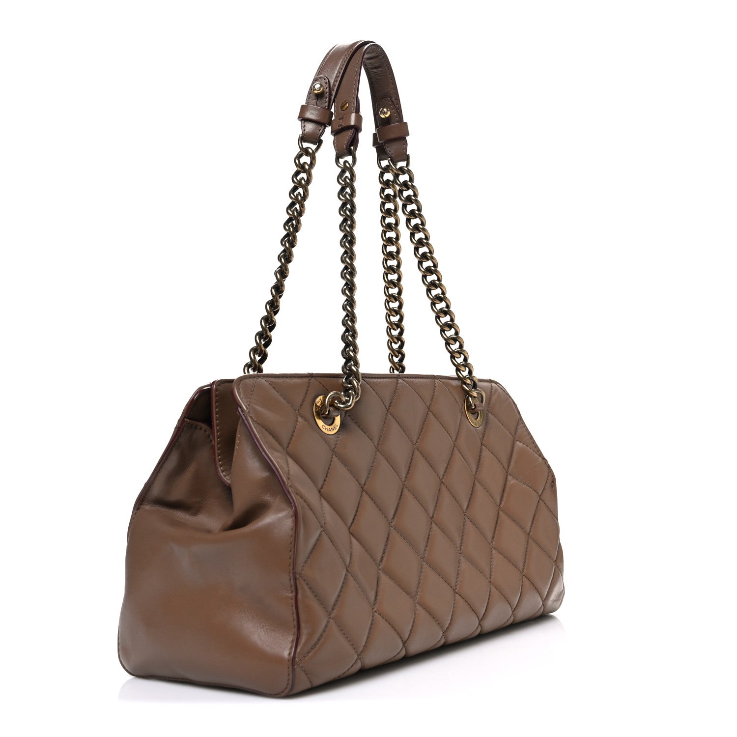 Chanel Calfskin Quilted Small Perfect Edge Tote Dark Beige 2 of 9