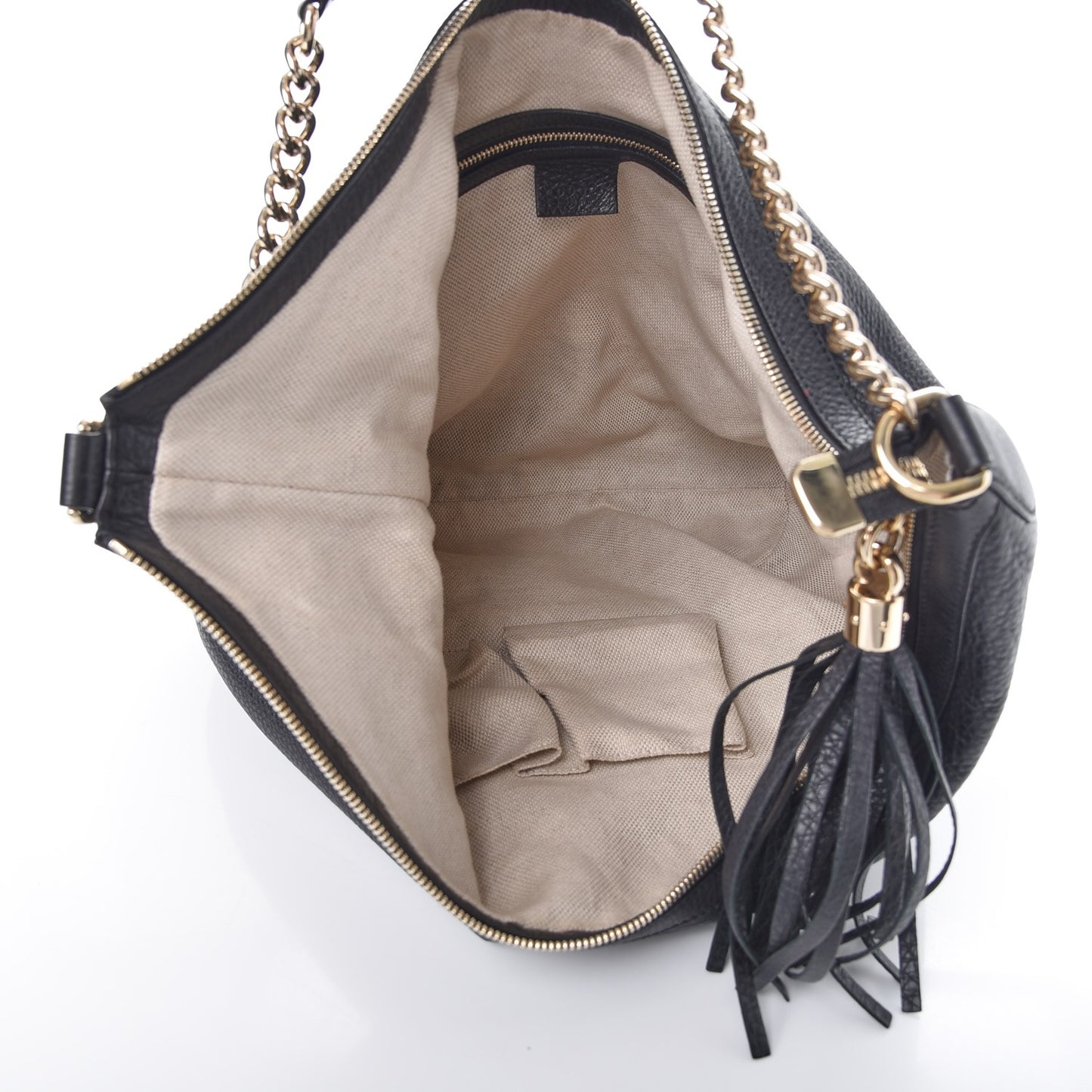 Pebbled Calfskin Medium Soho Chain Hobo Black