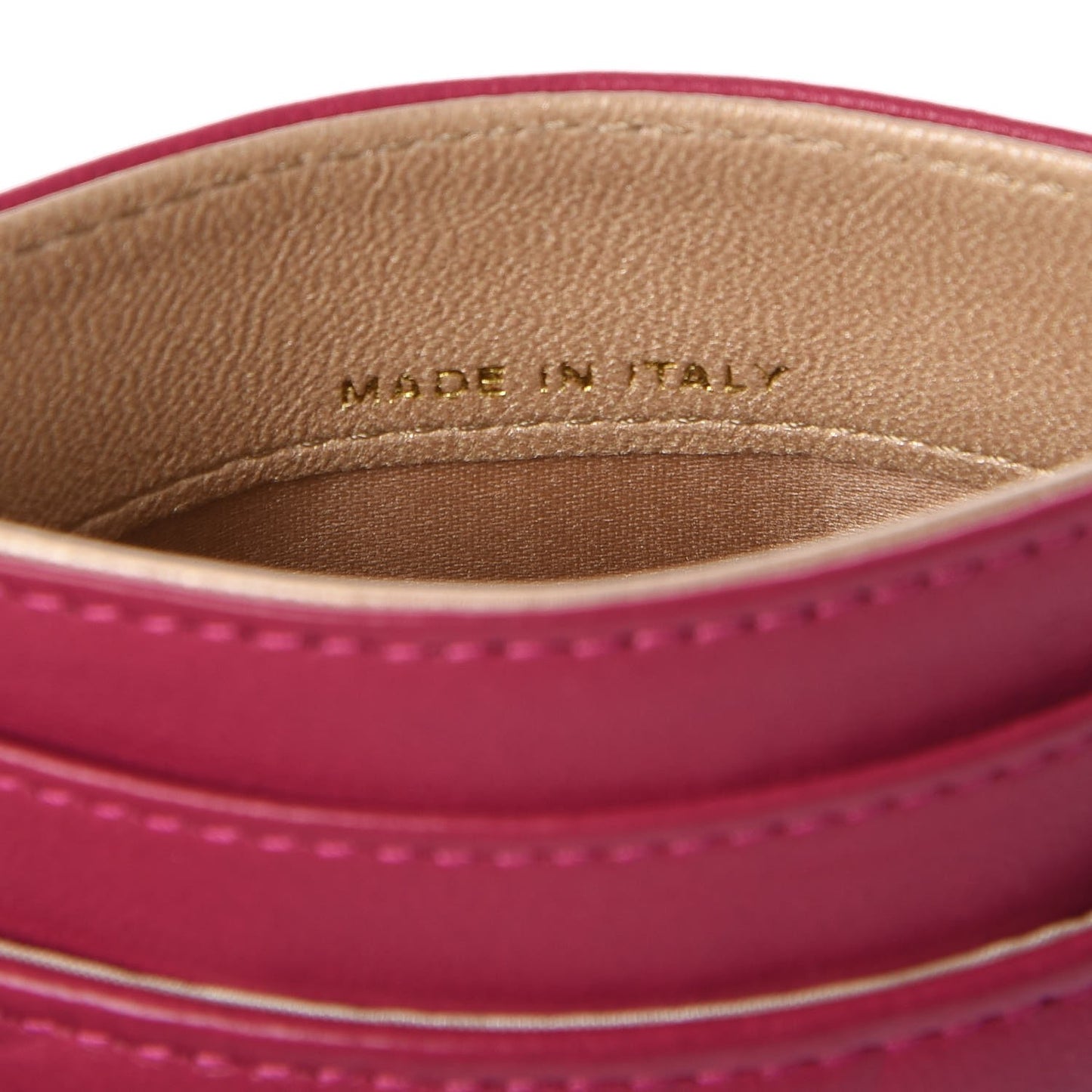 Lambskin Camellia Embossed Card Holder Fuchsia
