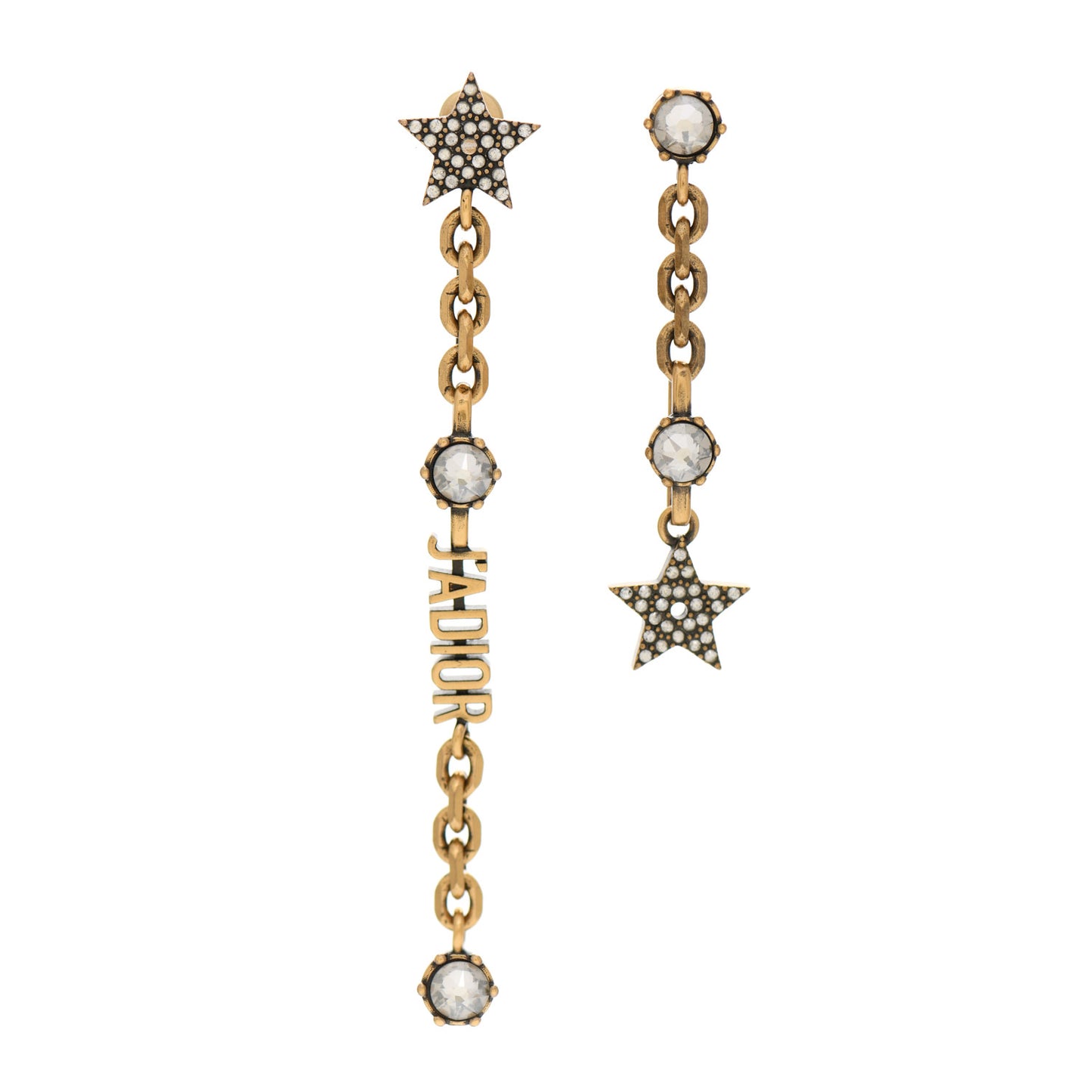 Metal Crystal Star J'adior Drop Earrings Antique Gold