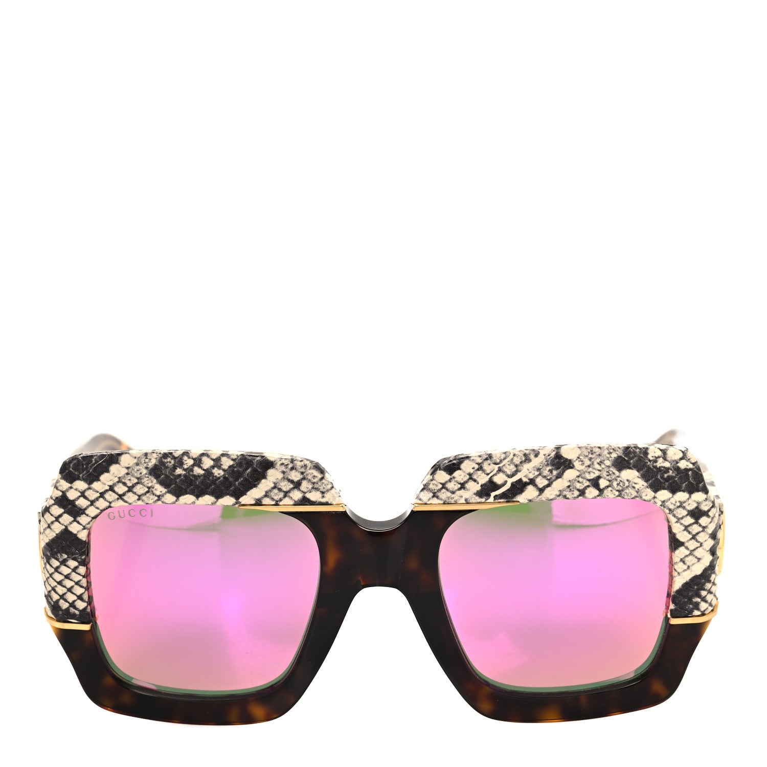 Gucci Snakeskin Acetate Square Sunglasses GG0484S Havana 2 of 7