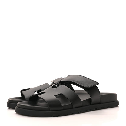 Hermes Calfskin Womens Chypre Sandals 39 Black 3 of 9