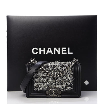 Chanel Tweed Calfskin Small Boy Flap Black 14 of 14