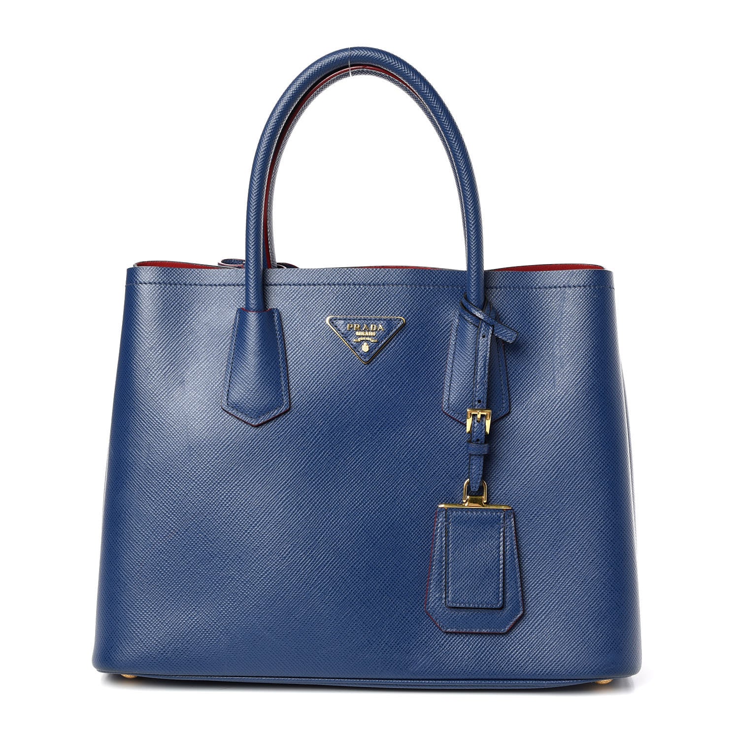 Prada Saffiano Cuir Small Double Bag Ink Fire Engine Red 1 of 8