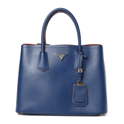 Prada Saffiano Cuir Small Double Bag Ink Fire Engine Red 1 of 8
