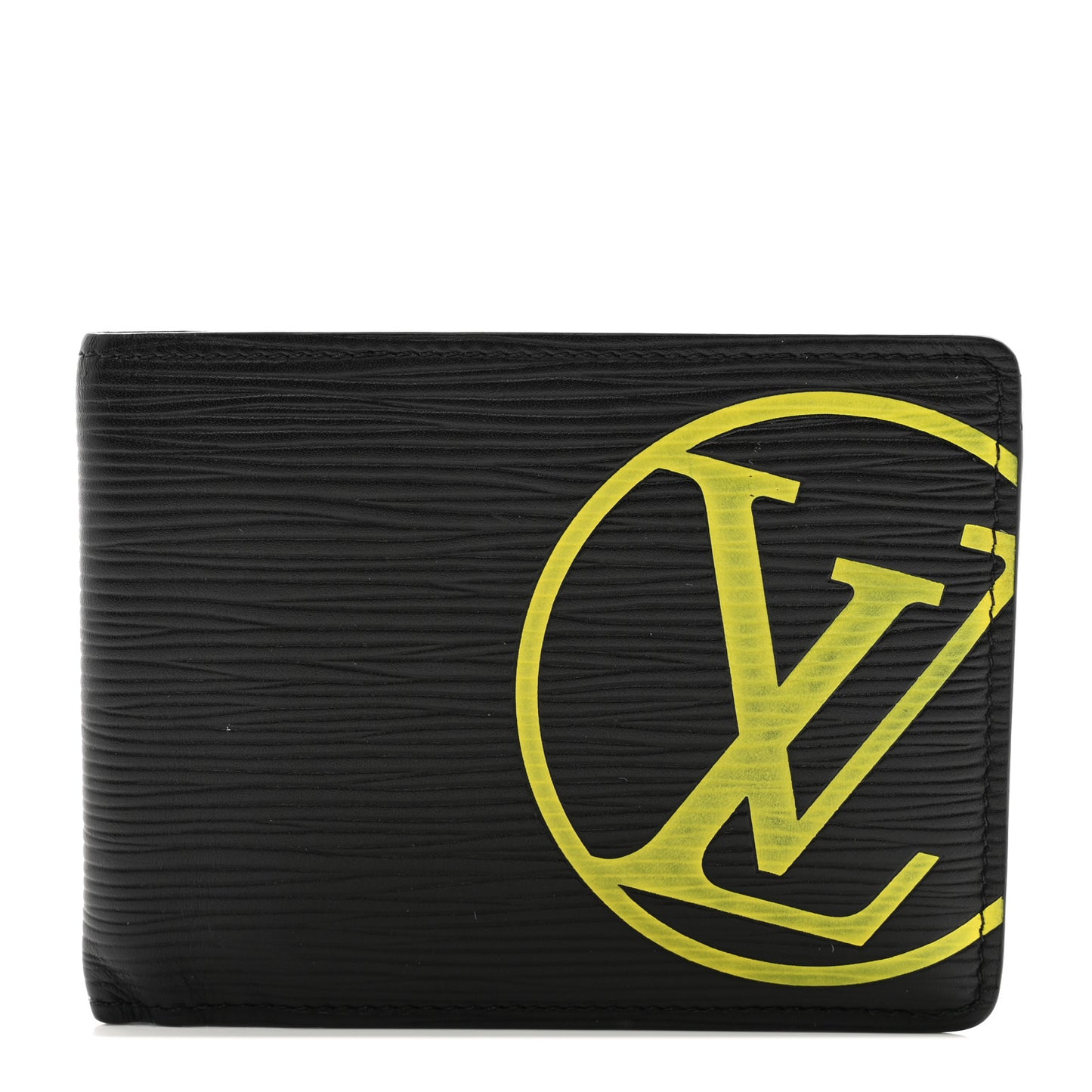 LOUIS VUITTON Epi LV Circle Bi-Fold Wallet Black Yellow