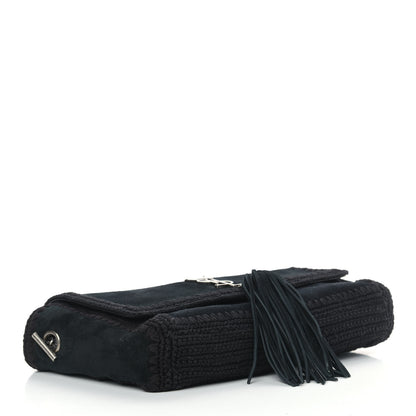 Saint Laurent Suede Monogram Medium Kate Whipstitch Shoulder Bag Black 4 of 10