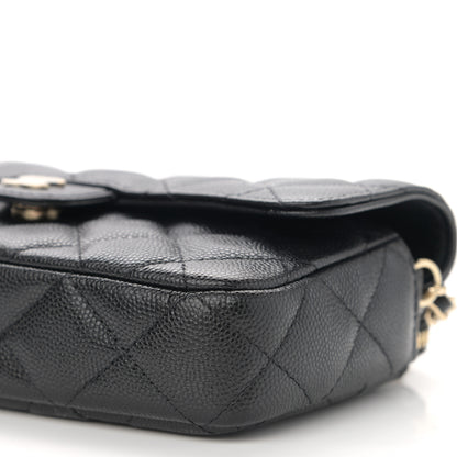 Chanel Caviar Quilted Flap Phone Holder With Chain Black 12 of 13