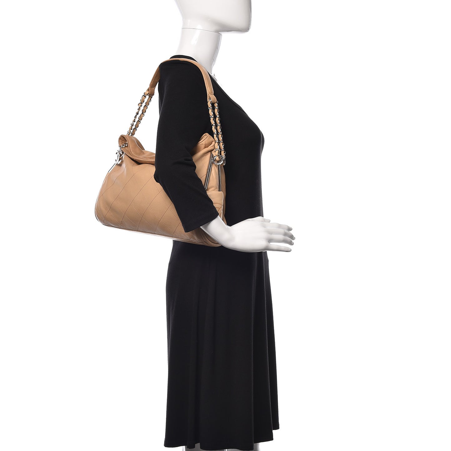 Lambskin Stitched Medium Ultimate Soft Tote Beige