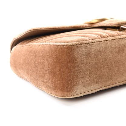 Gucci Velvet Matelasse Small GG Marmont Shoulder Bag Taupe 5 of 9