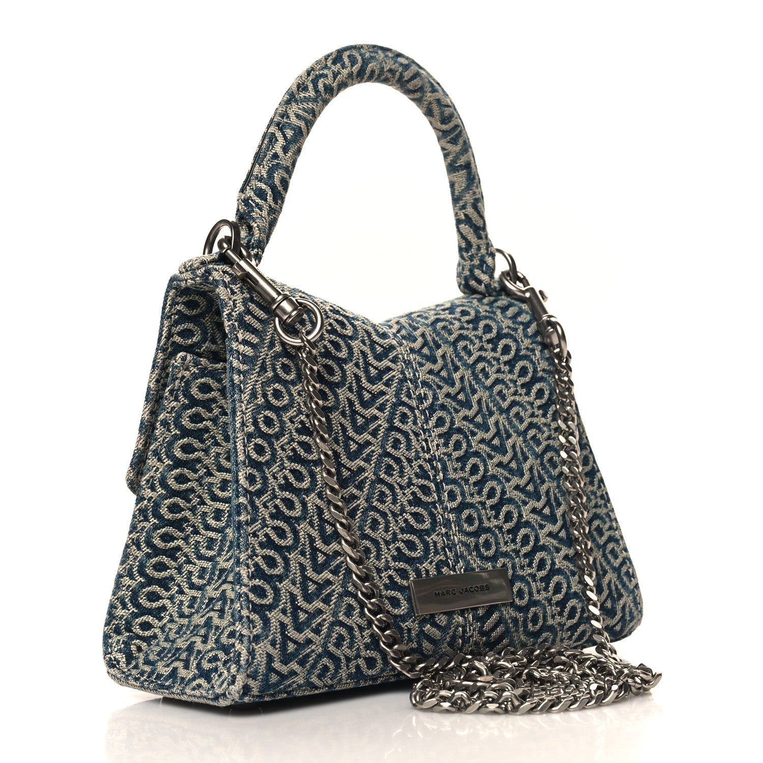 Marc Jacobs Denim Monogram The St Marc Mini Top Handle Bag Blue 3 of 10