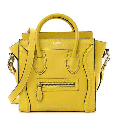 Celine Drummed Calfskin Nano Luggage Citron 1 of 13