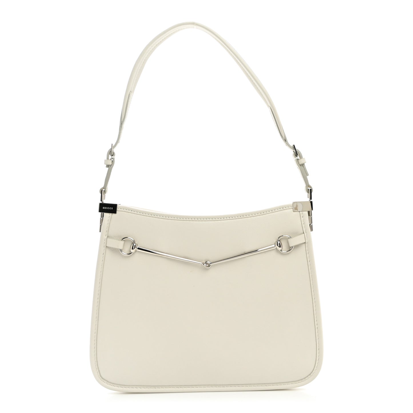 Calfskin Horsebit Slim Shoulder Bag White