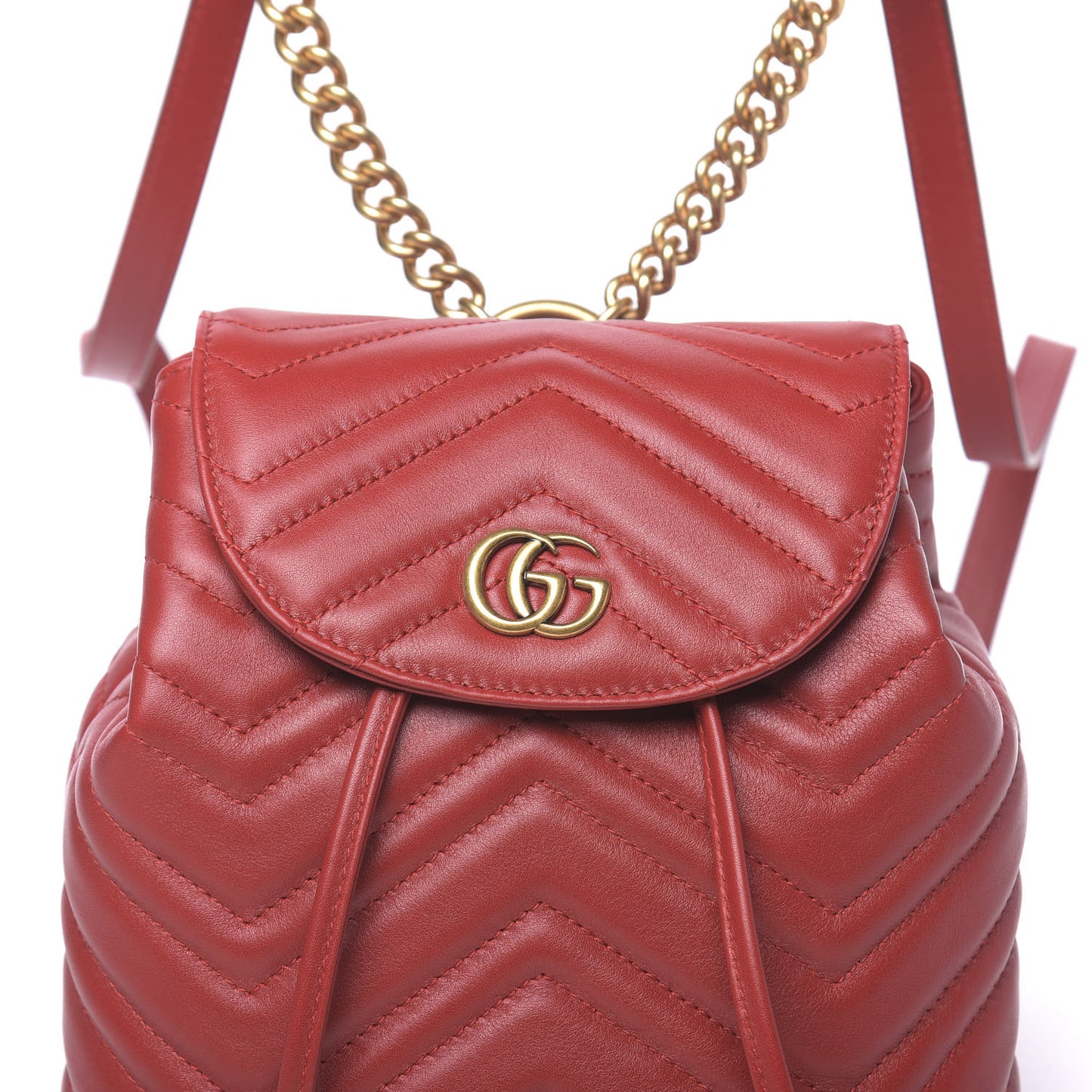 Calfskin Matelasse GG Marmont Flap Backpack Hibiscus Red