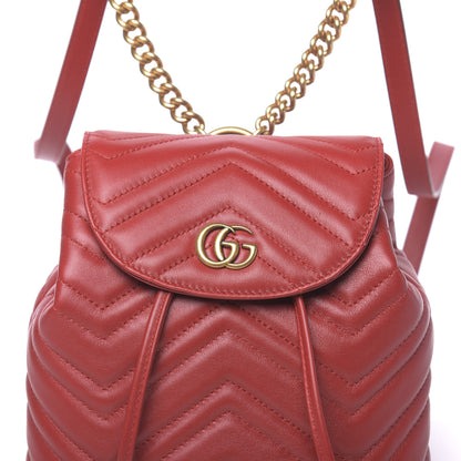Gucci Calfskin Matelasse GG Marmont Flap Backpack Hibiscus Red 7 of 9