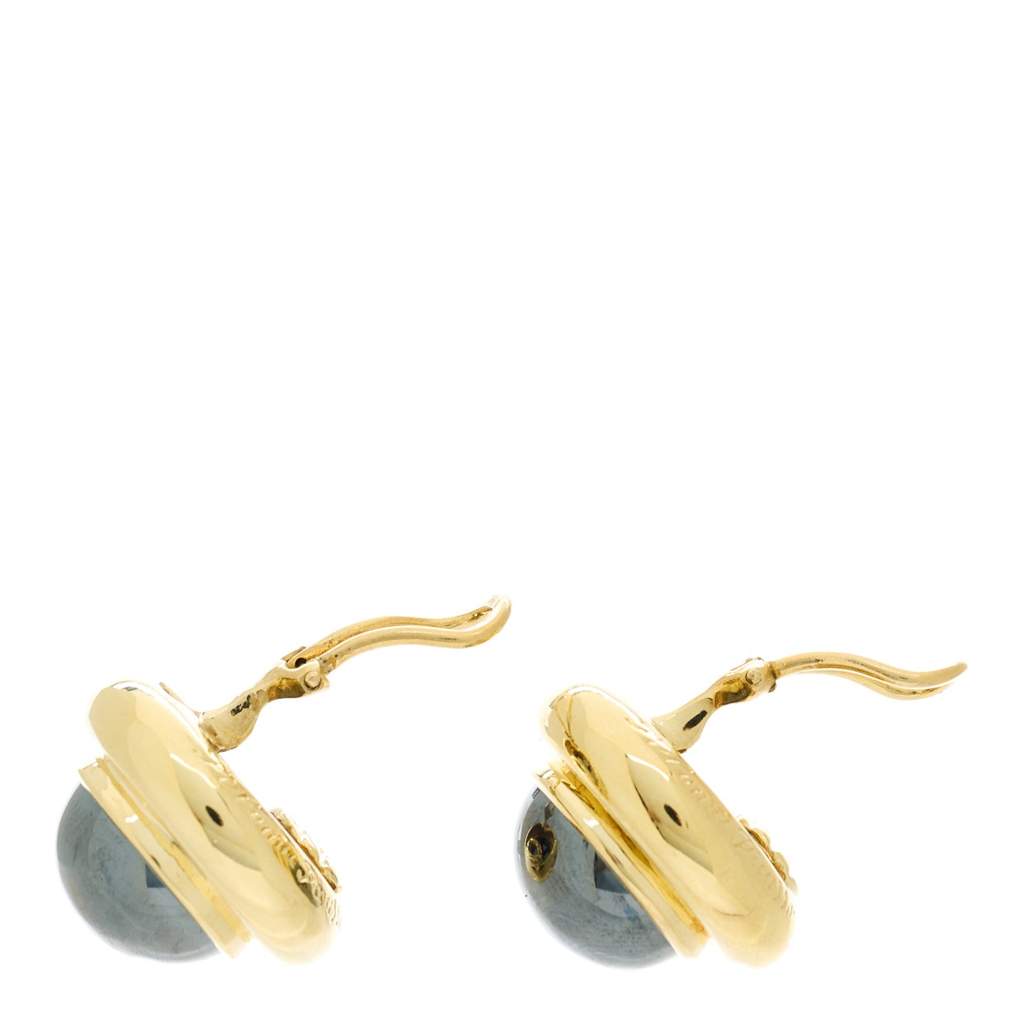 Tiffany 18K Yellow Gold Hematite Paloma Picasso Clip On Earrings 3 of 6