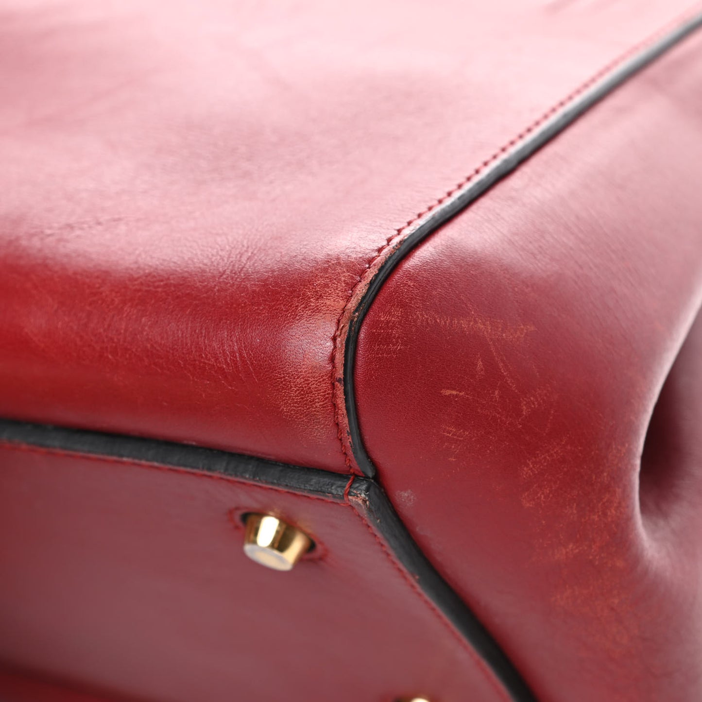 Smooth Calfskin Medium Edge Shoulder Bag Red