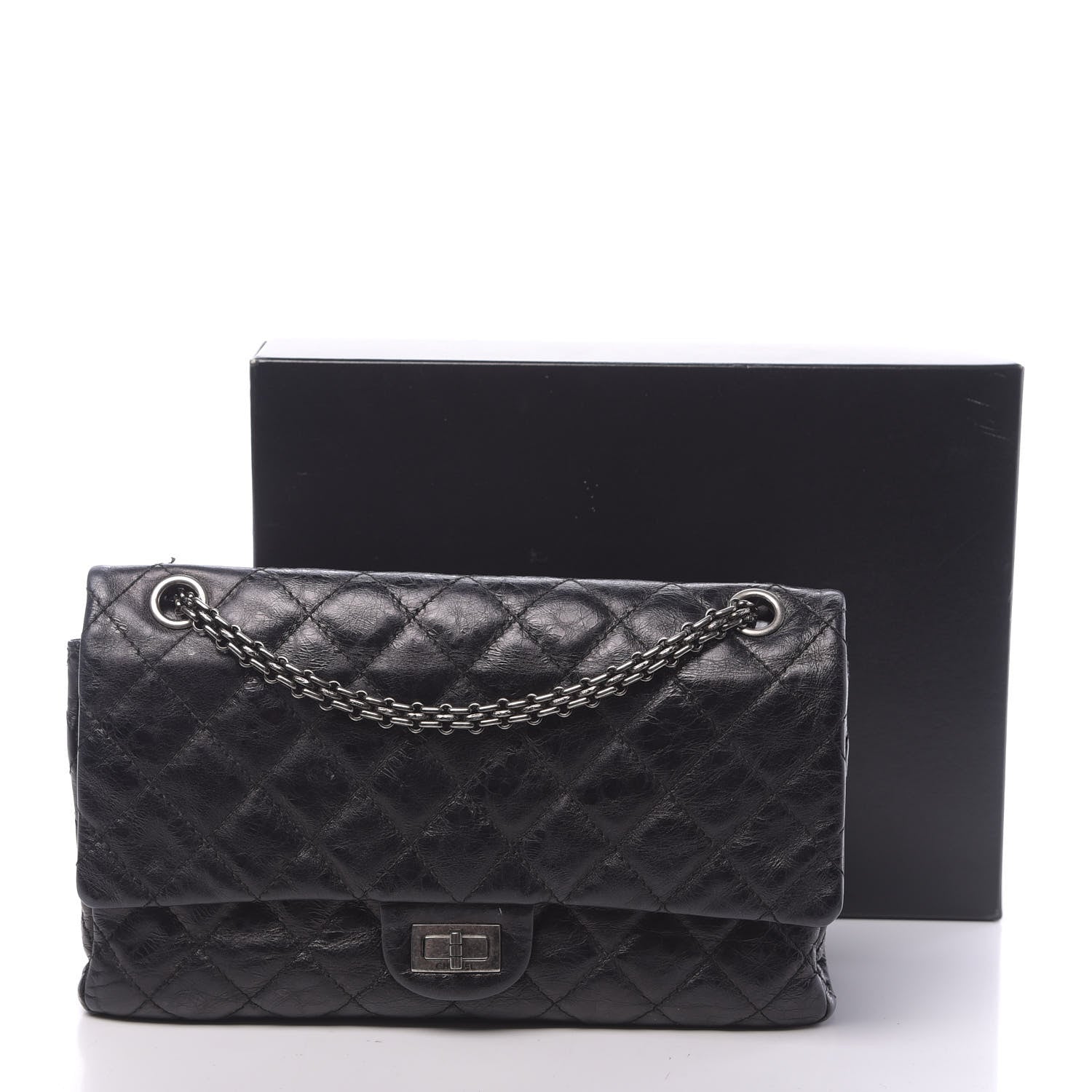 Chanel Metallic Aged Calfskin Quilted 2.55 Reissue 226 Flap Black 13 of 13