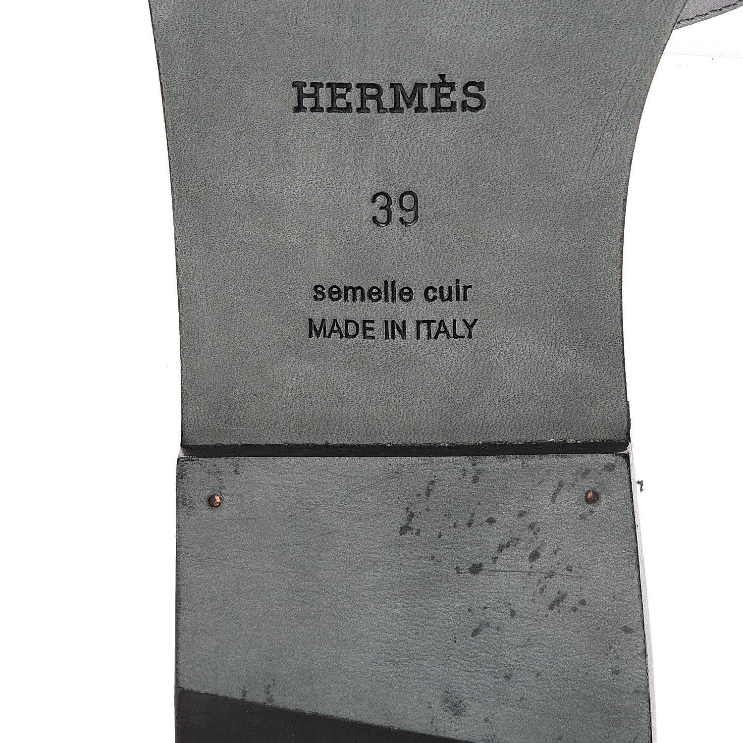 Hermes Metallic Epsom Oran Sandals 39 Gris Argente 6 of 10