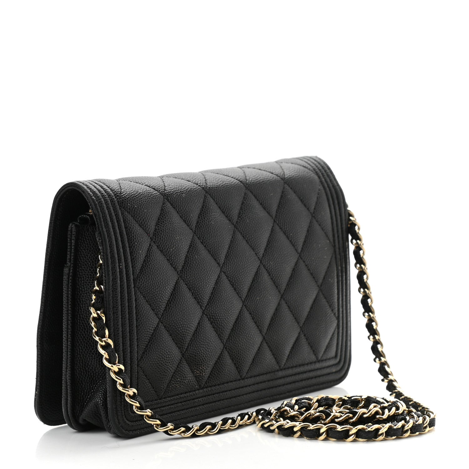 Chanel Caviar Quilted Boy Wallet On Chain WOC Black 3 of 12