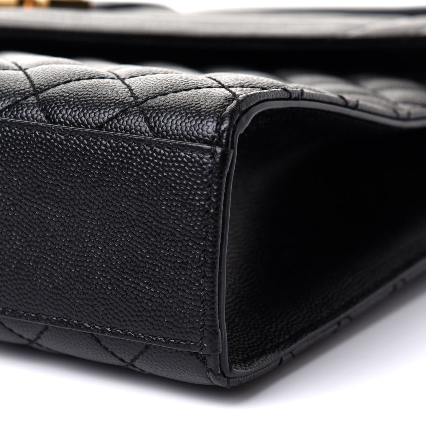 Grain De Poudre Textured Mixed Matelasse Large Triquilt Monogram Satchel Black