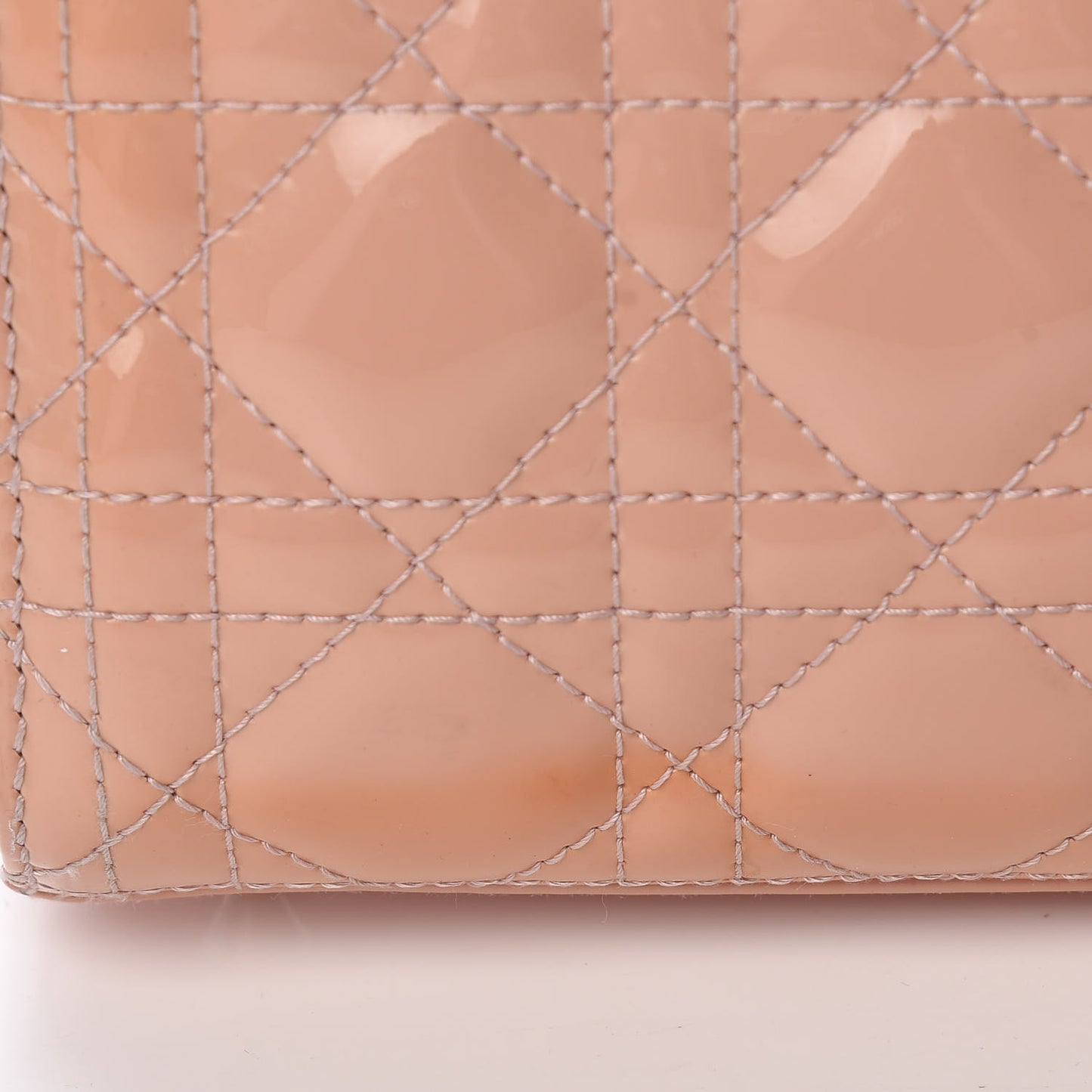 Patent Cannage Medium Lady Dior Beige