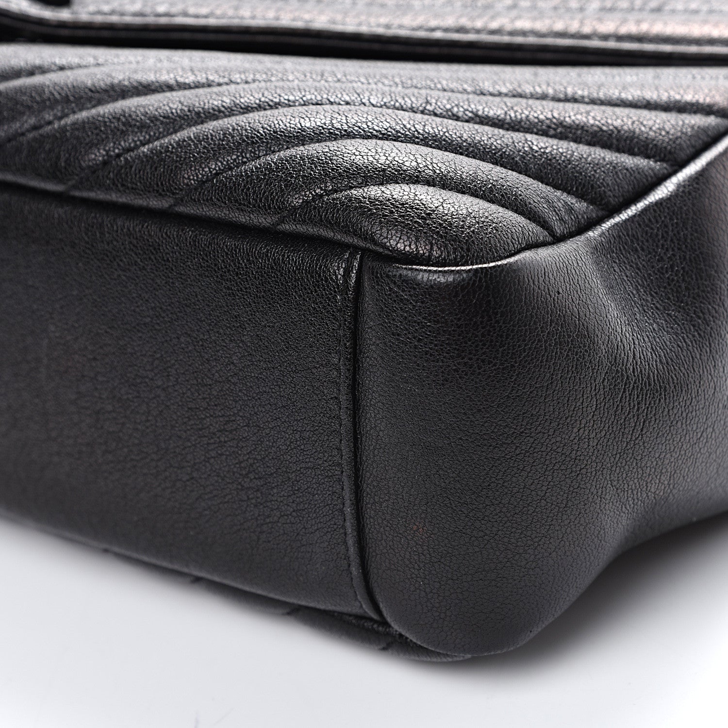 Saint Laurent Sheepskin Matelasse Chevron Monogram Monochrome Large College Satchel Black 9 of 11