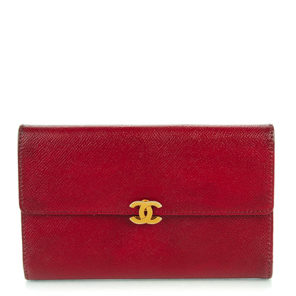 Chanel Grained Calfskin CC Flap Wallet Red 1 of 14