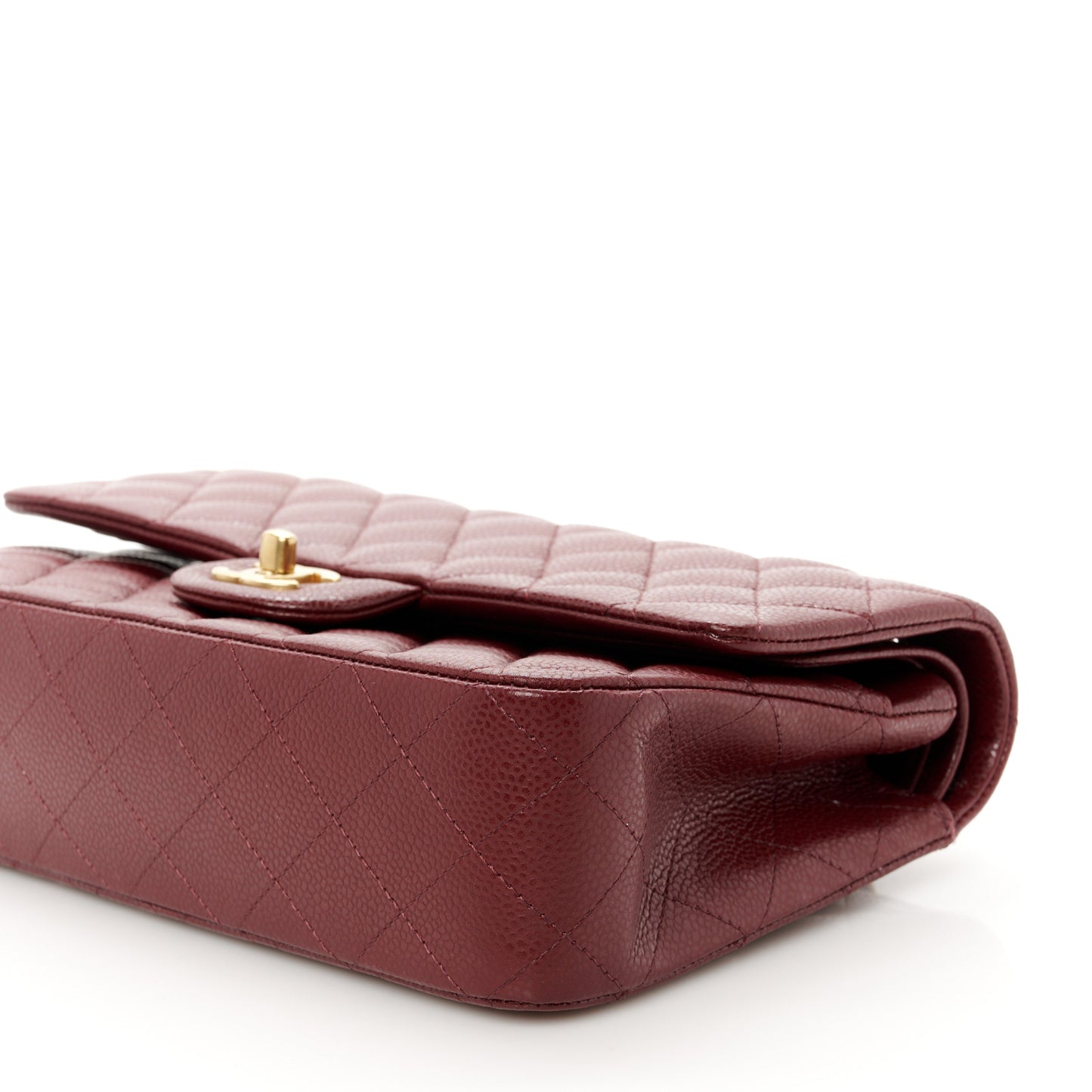 Caviar Quilted Medium Double Flap Burgundy