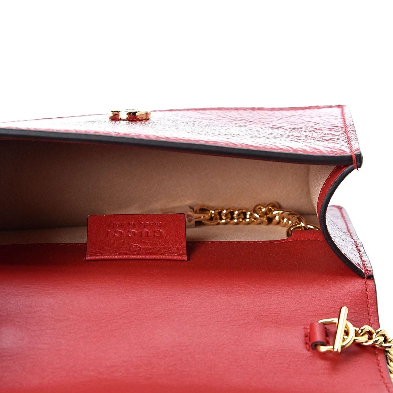 Gucci Patent Embroidered Super Mini Sylvie Chain Shoulder Bag Red 4 of 10