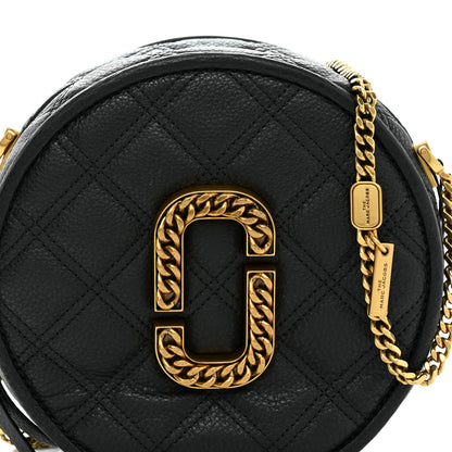 Marc Jacobs Grained Calfskin Quilted The Status Round Crossbody Black 8 of 10