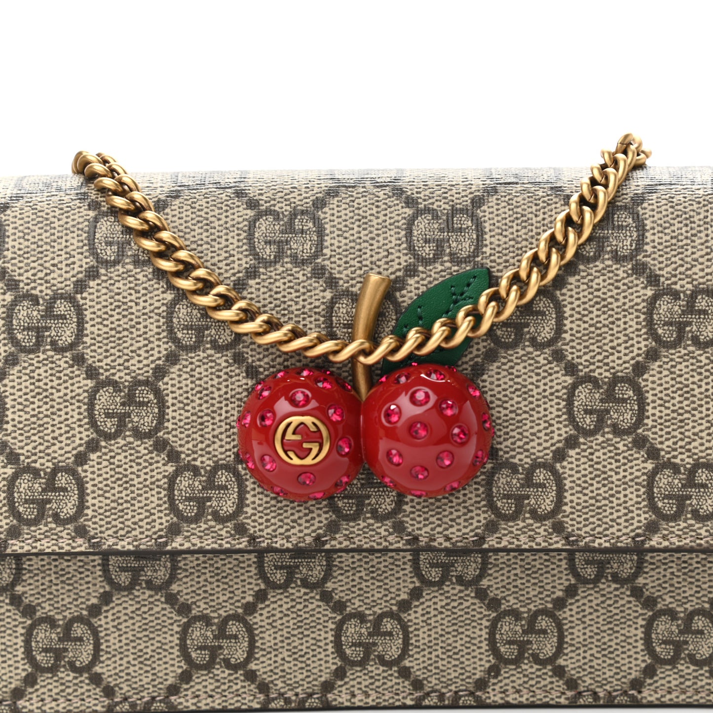 GG Supreme Monogram Mini Cherry Chain Bag