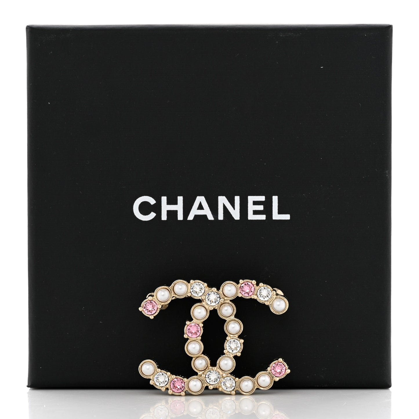 Pearl Crystal CC Brooch Gold Pearly White Purple