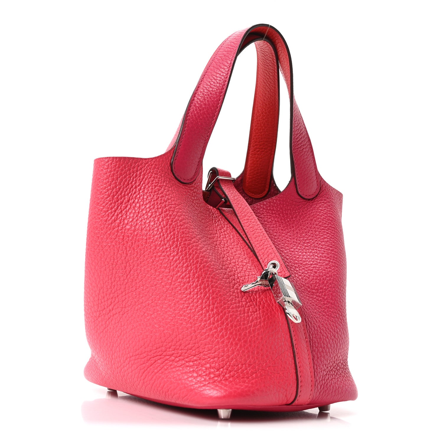 Hermes Taurillon Clemence Tri-Color Picotin Lock 18 PM Rose Extreme Rose Mexico Rouge De Coeur 3 of 10
