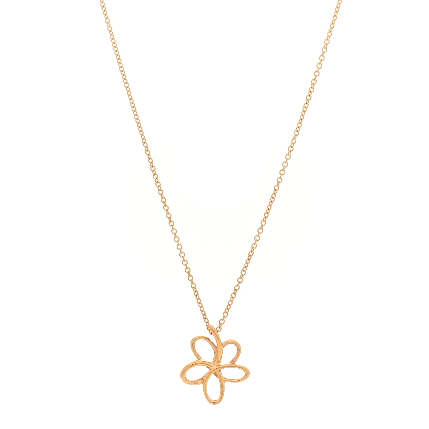 Tiffany 18K Rose Gold Paloma Picasso Villa Flower Pendant Necklace 1 of 4