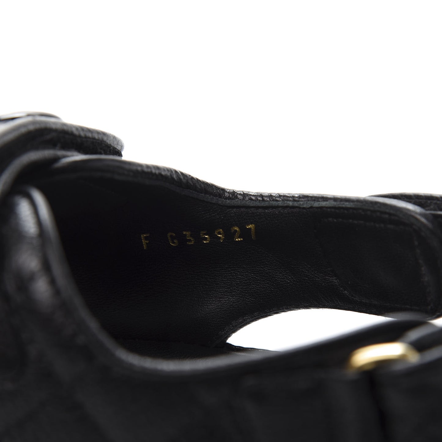Grained Calfskin Velcro Dad Sandals 38.5 Black