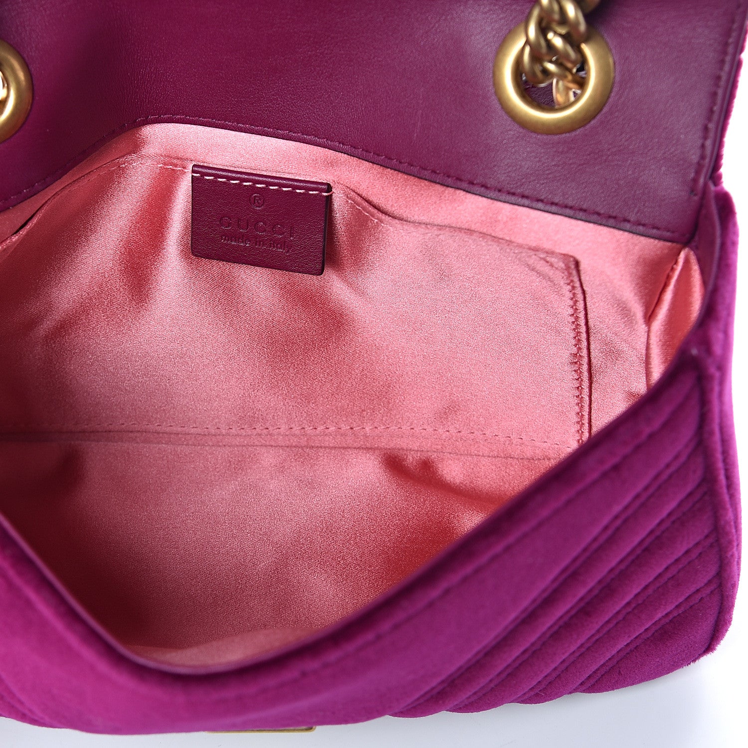 Gucci Velvet Matelasse Mini GG Marmont Shoulder Bag Fuchsia Violet Cyclamen 4 of 8